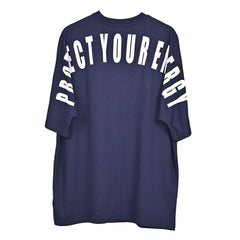 Protect Your Energy T-Shirt: Blue, Oversized, Back Side, Bio-Washed Cotton Printed by Techno Be With You