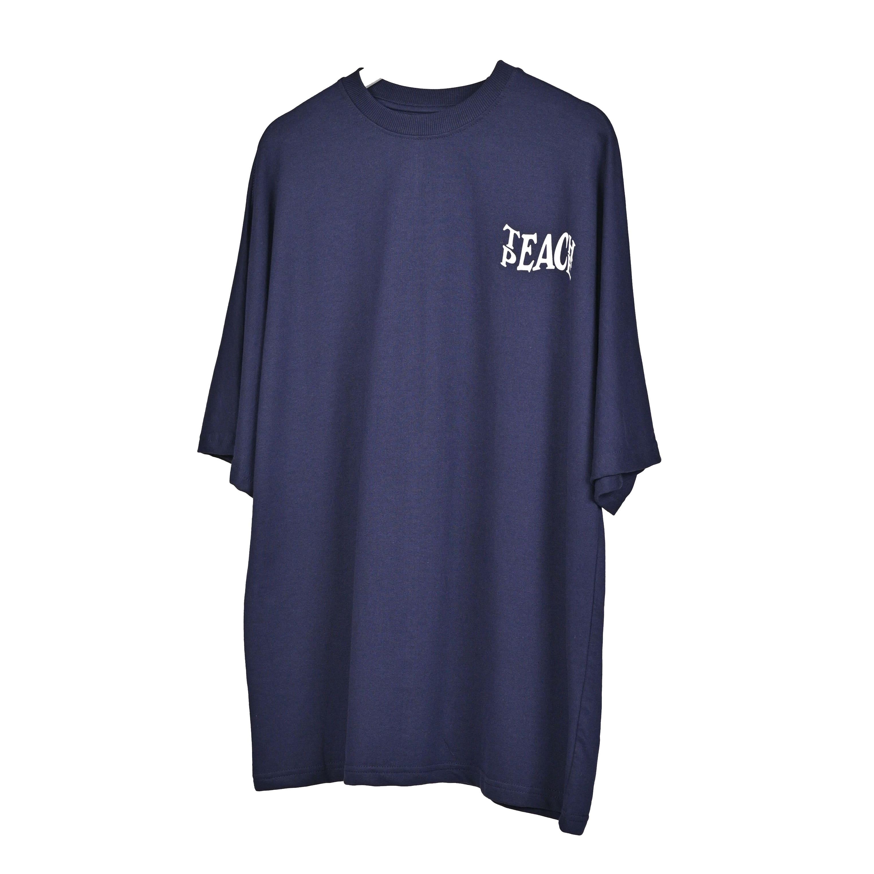 Protect Your Energy T-Shirt: Blue, Oversized, Front Pose, Bio-Washed Cotton Printed by Techno Be With You