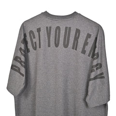 Protect Your Energy T-Shirt: Grey, Oversized, Close Back Side, Bio-Washed Cotton Printed by Techno Be With You