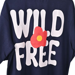 Wild Free T-Shirt: Black, Oversized, Close Back Side, Bio-Washed Cotton Printed by Techno Be With You