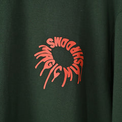 Magic Mushroom T-Shirt: Olive, Oversized, Close Front, Bio-Washed Cotton Printed by Techno Be With You