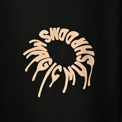 Magic Mushroom T-Shirt: Black, Oversized, Close Front, Bio-Washed Cotton Printed by Techno Be With You