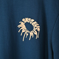 Magic Mushroom T-Shirt: Blue, Oversized, Close Front, Bio-Washed Cotton Printed by Techno Be With You