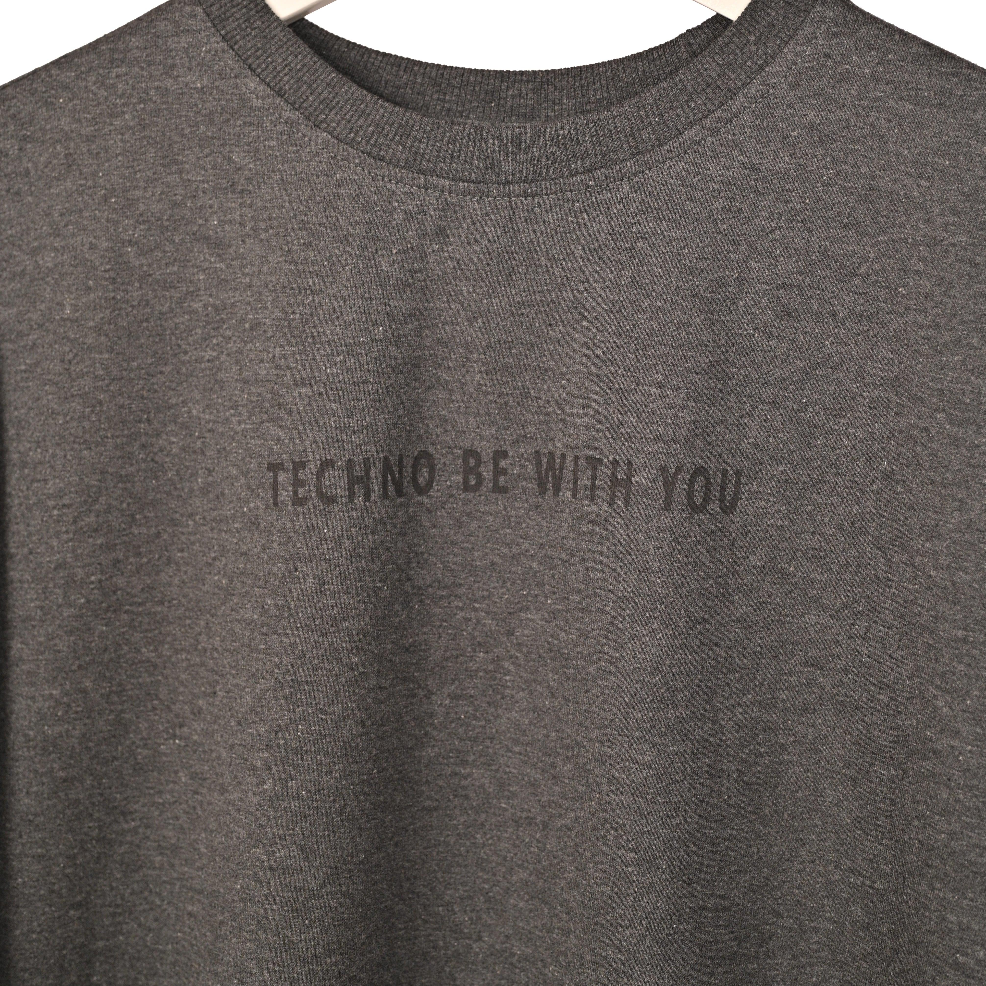 Star Trippy T-Shirt: Grey, Oversized, Close Front, Bio-Washed Cotton Printed by Techno Be With You