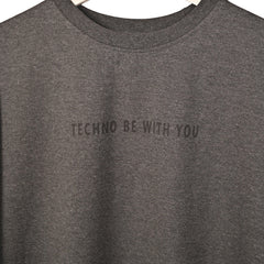 Star Trippy T-Shirt: Grey, Oversized, Close Front, Bio-Washed Cotton Printed by Techno Be With You