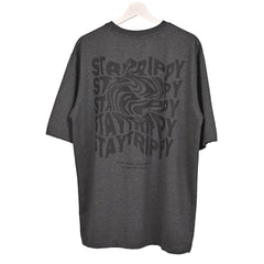 Star Trippy T-Shirt: Grey, Oversized, Back Side, Bio-Washed Cotton Printed by Techno Be With You