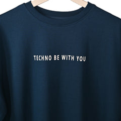 Star Trippy T-Shirt: Blue, Oversized, Close Front, Bio-Washed Cotton Printed by Techno Be With You