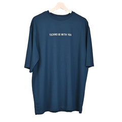 Star Trippy T-Shirt: Blue, Oversized, Front Pose, Bio-Washed Cotton Printed by Techno Be With You