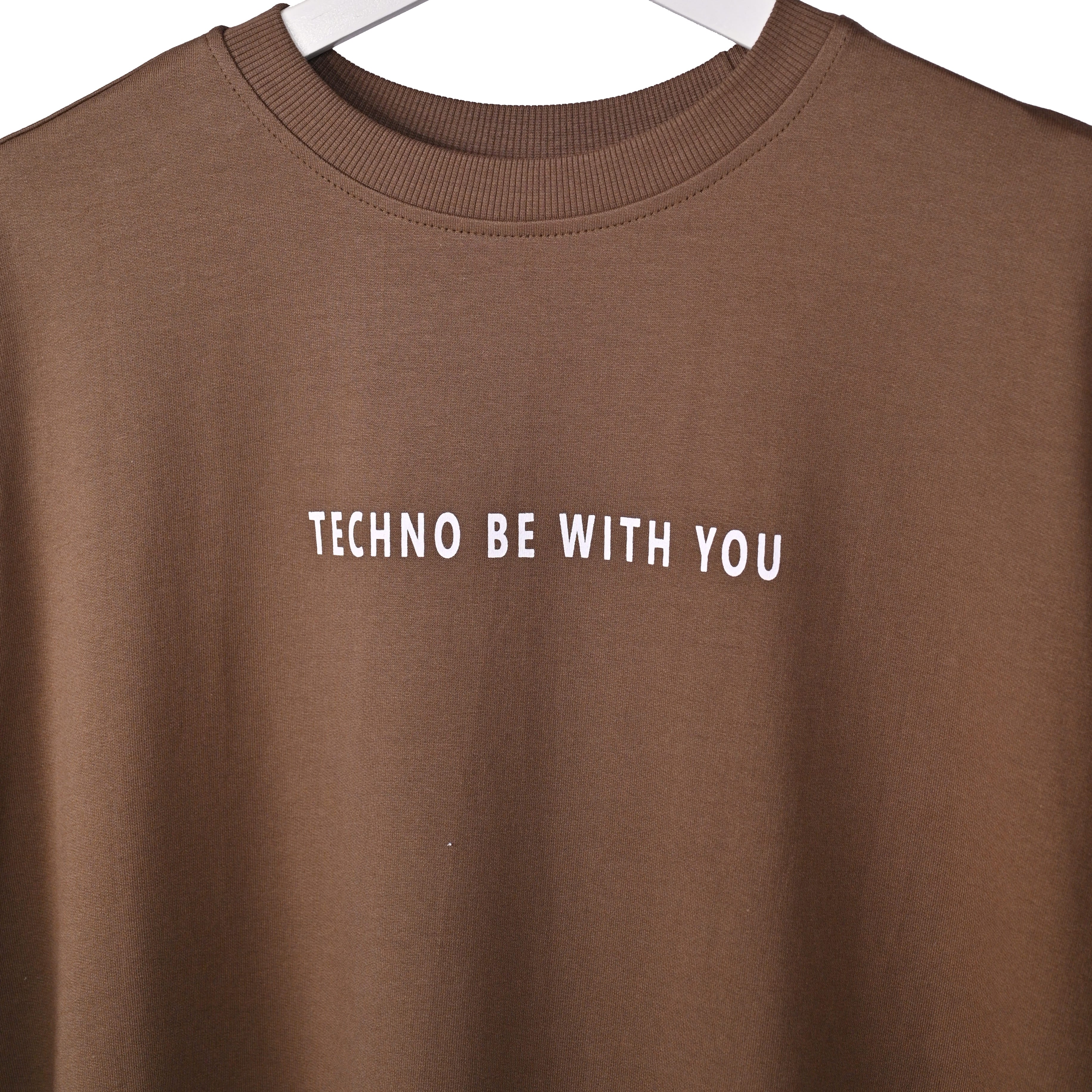 Star Trippy T-Shirt: Brown, Oversized, Close Front, Bio-Washed Cotton Printed by Techno Be With You