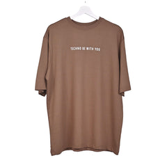 Star Trippy T-Shirt: Brown, Oversized, Front Pose, Bio-Washed Cotton Printed by Techno Be With You
