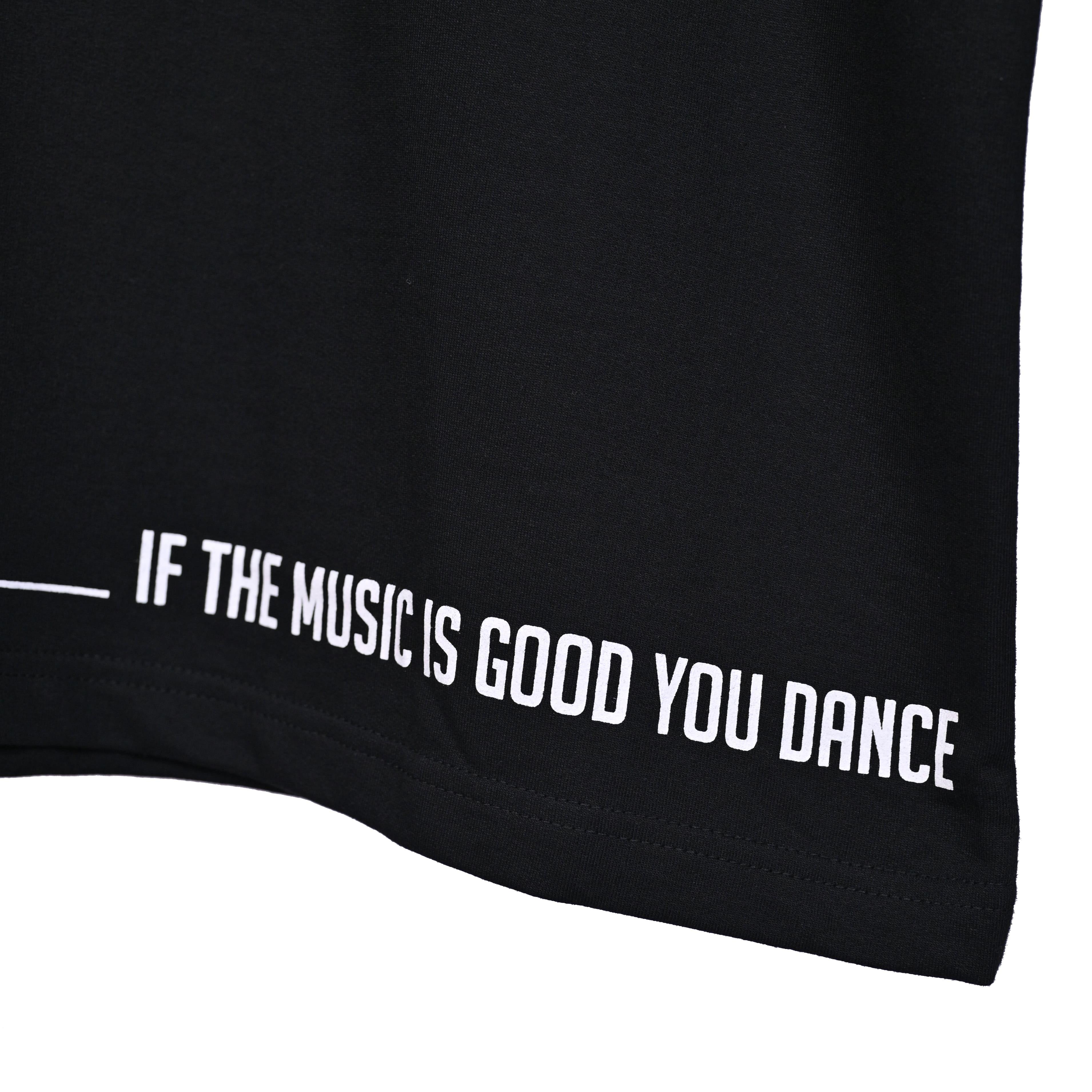 Feel the music T-Shirt: Black, Oversized, Close Front side, Bio-Washed Cotton Printed by Techno Be With You
