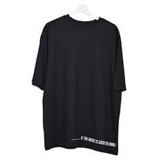 Feel the music T-Shirt: Black, Oversized, Front side, Bio-Washed Cotton Printed by Techno Be With You