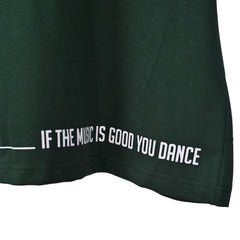 Feel the music T-Shirt: Olive, Oversized, Close Front side, Bio-Washed Cotton Printed by Techno Be With You