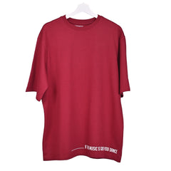 Feel the music T-Shirt: Dark Red, Oversized, Front side, Bio-Washed Cotton Printed by Techno Be With You