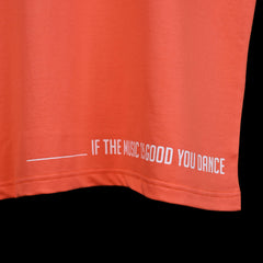 Feel the music T-Shirt: Orange, Oversized, Close Front side, Bio-Washed Cotton Printed by Techno Be With You