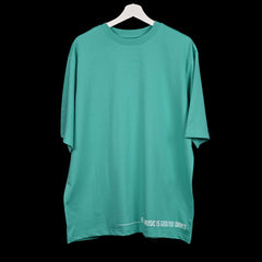 Feel the music T-Shirt: Bright Blue, Oversized, Front side, Bio-Washed Cotton Printed by Techno Be With You