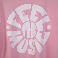 Feel the music T-Shirt: Lilac, Oversized, Close Front side Logo, Bio-Washed Cotton Printed by Techno Be With You