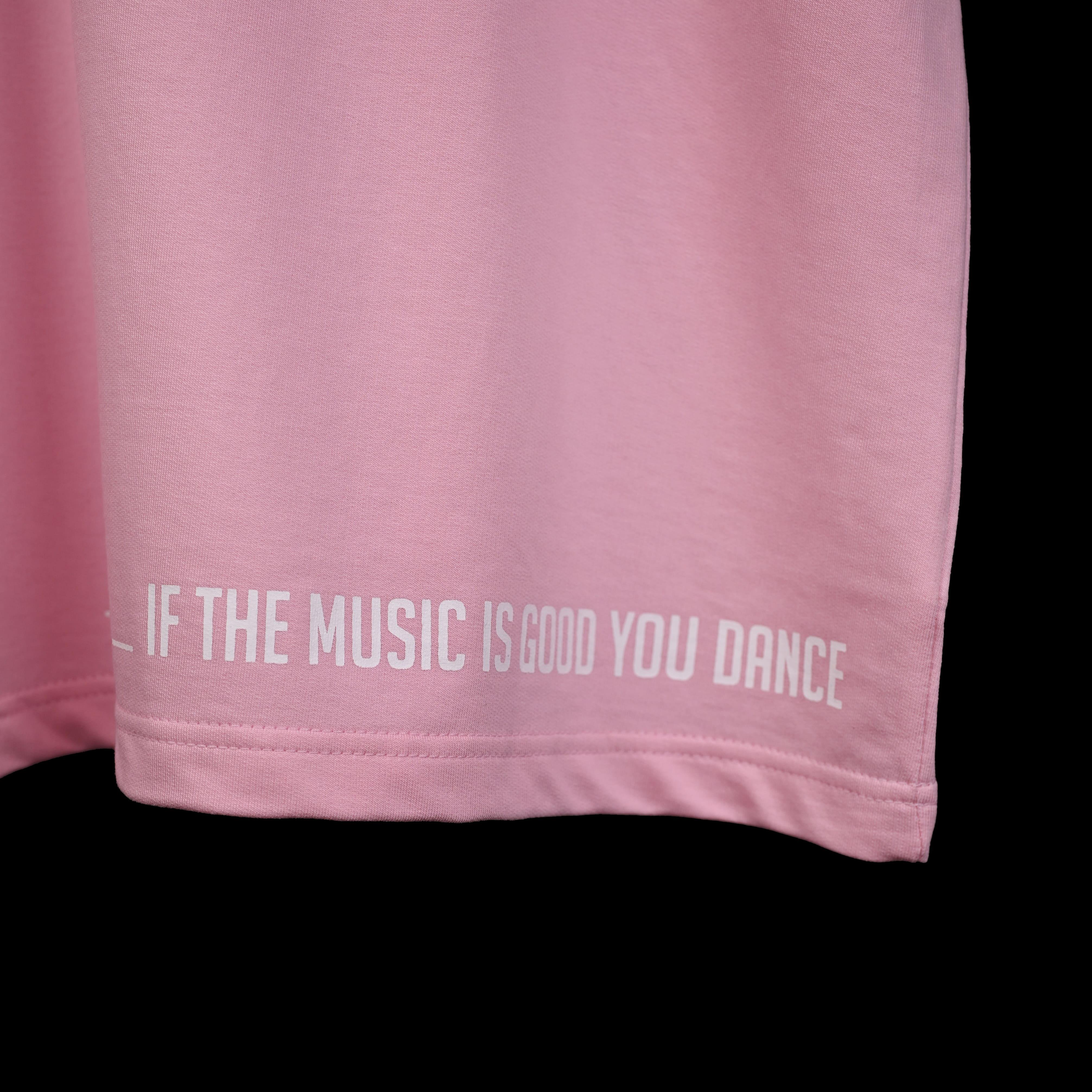 Feel the music T-Shirt: Lilac, Oversized, Close Front side, Bio-Washed Cotton Printed by Techno Be With You