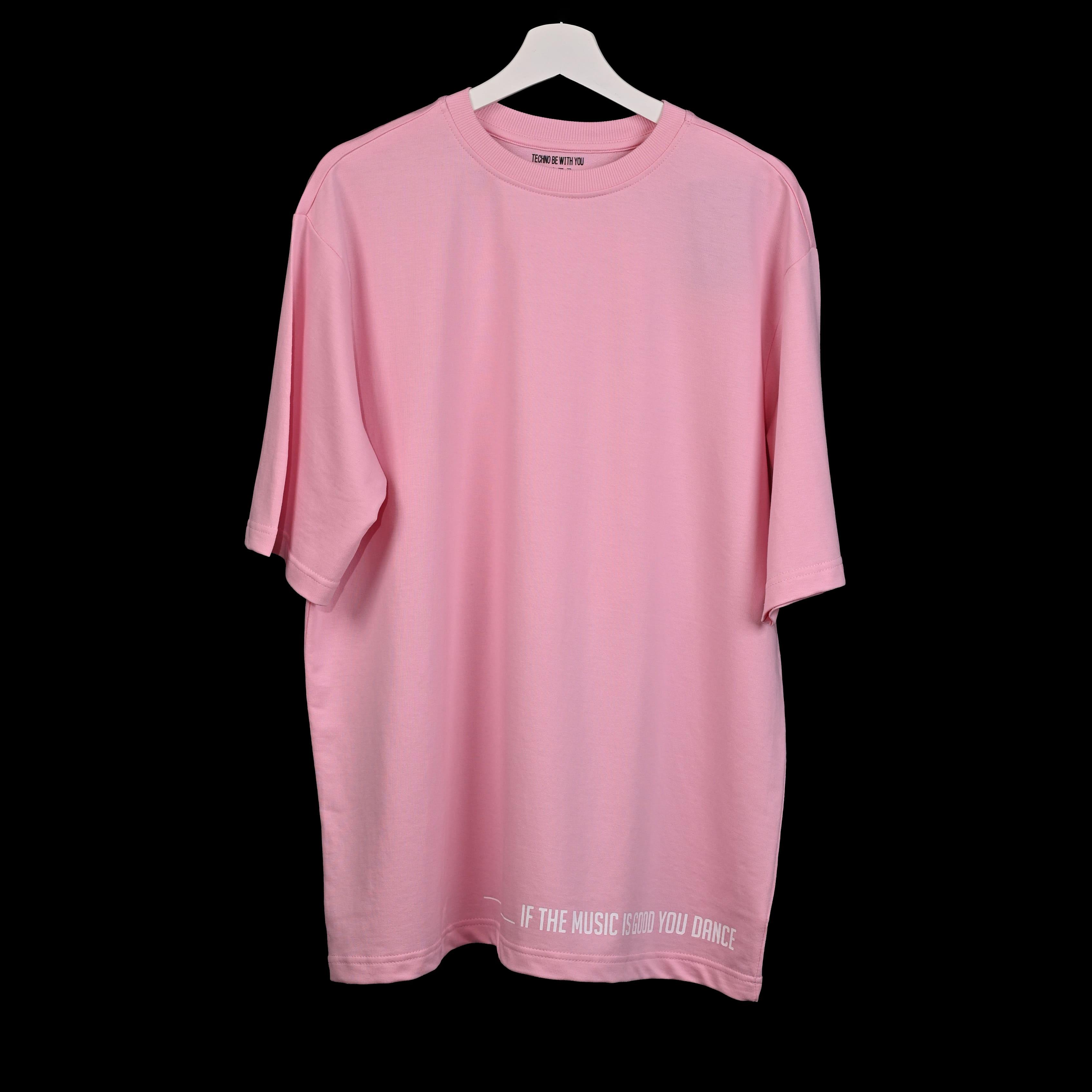 Feel the music T-Shirt: Lilac, Oversized, Front side, Bio-Washed Cotton Printed by Techno Be With You