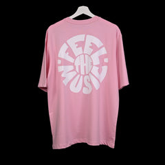 Feel the music T-Shirt: Lilac, Oversized, Back Side, Bio-Washed Cotton Printed by Techno Be With You