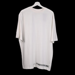 Feel the music T-Shirt: White, Oversized, Front side, Bio-Washed Cotton Printed by Techno Be With You