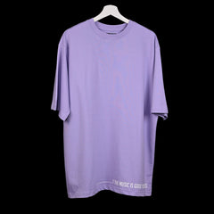 Feel the music T-Shirt: Lavender, Oversized, Front side, Bio-Washed Cotton Printed by Techno Be With You