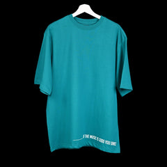 Feel the music T-Shirt: Light Blue, Oversized, Front side, Bio-Washed Cotton Printed by Techno Be With You
