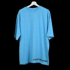 Feel the music T-Shirt: Blue, Oversized, Front side, Bio-Washed Cotton Printed by Techno Be With You