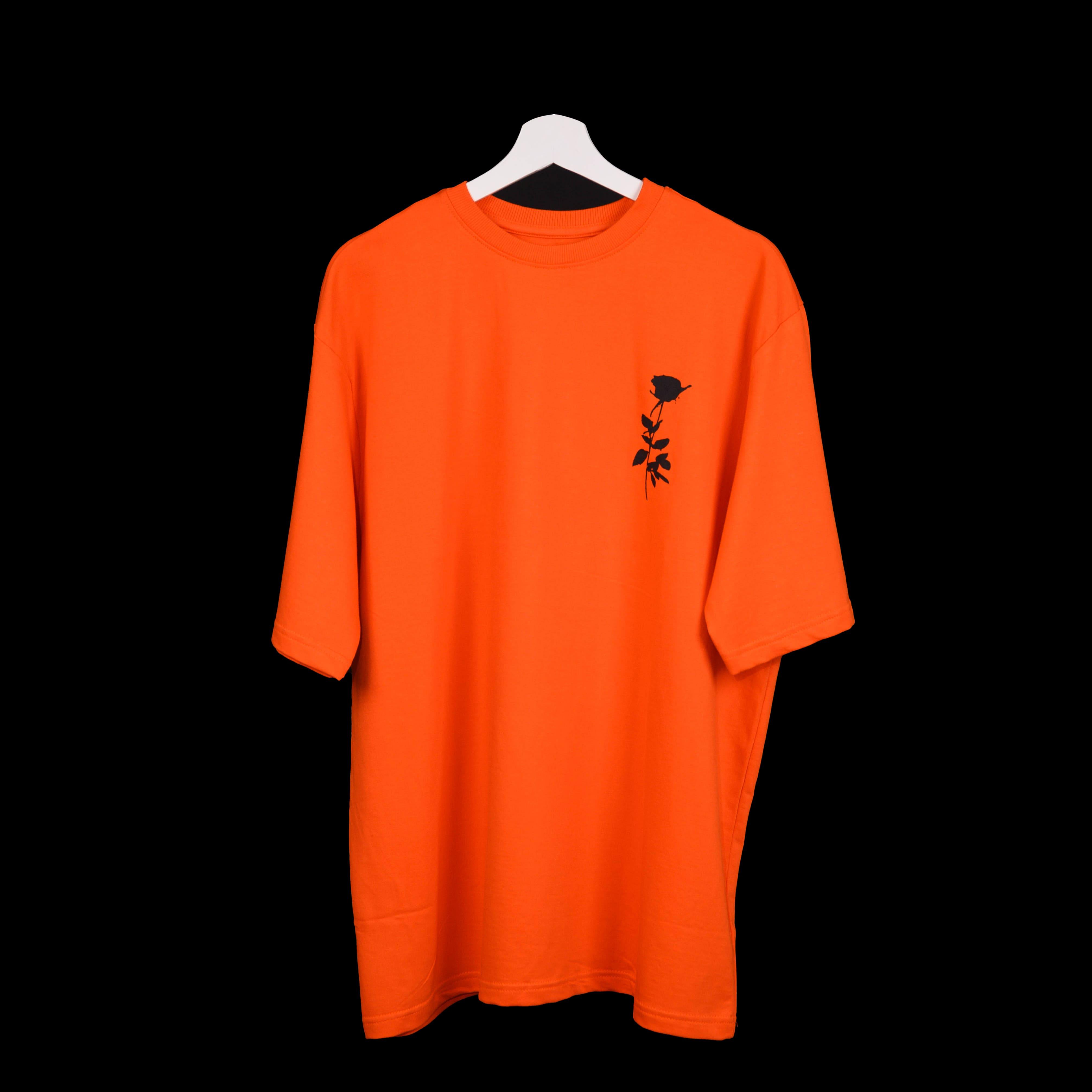 Afterthought Oversized T-Shirt: Orange, Oversized, Front Pose, Bio-Washed Cotton Printed by Techno Be With You