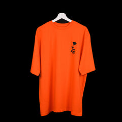 Afterthought Oversized T-Shirt: Orange, Oversized, Front Pose, Bio-Washed Cotton Printed by Techno Be With You