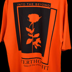 Afterthought Oversized T-Shirt: Orange, Oversized, Close Back Side, Bio-Washed Cotton Printed by Techno Be With You