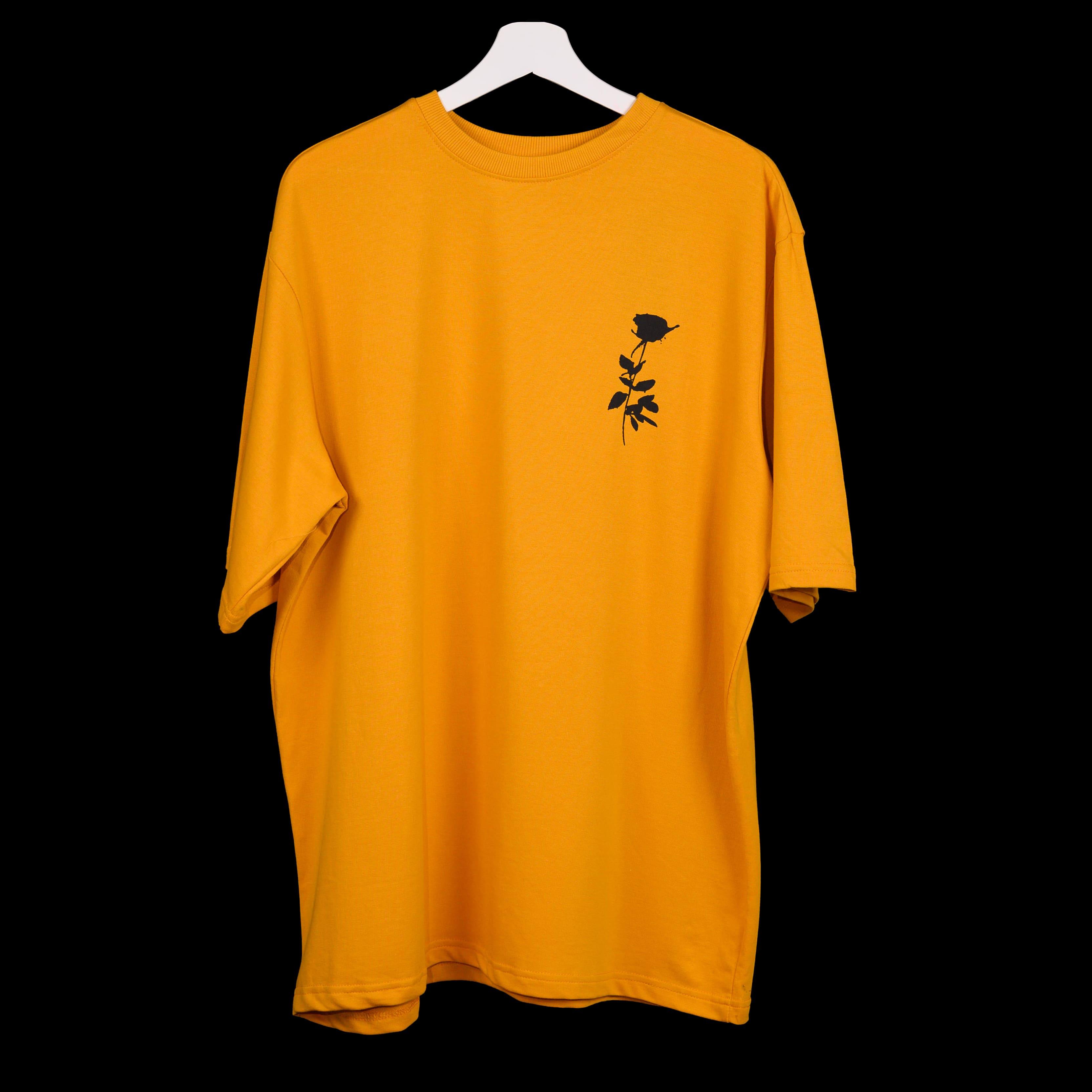 Afterthought Oversized T-Shirt: Yellow, Oversized, Front Pose, Bio-Washed Cotton Printed by Techno Be With You