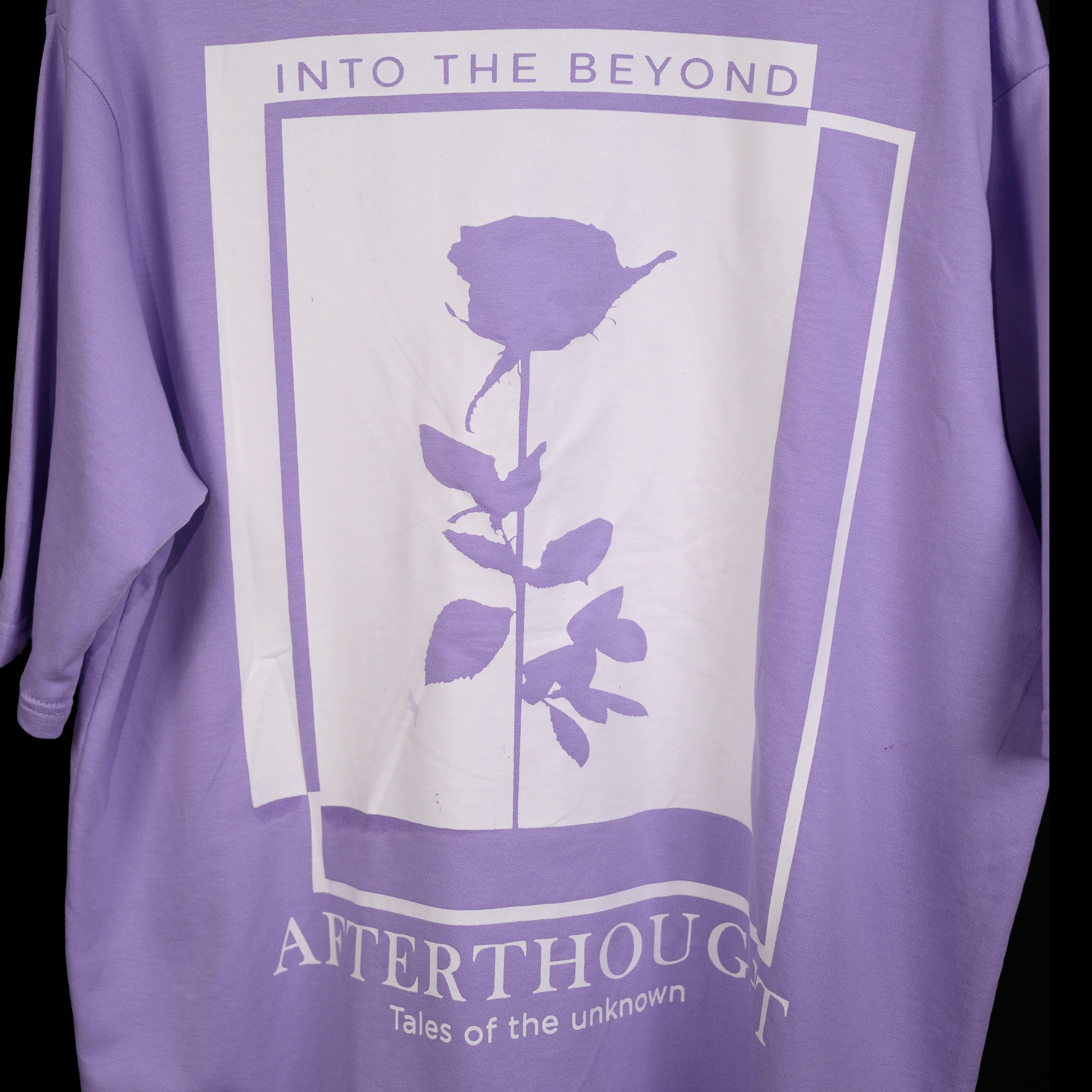 Afterthought Oversized T-Shirt: Lavender, Oversized, Close Back Side, Bio-Washed Cotton Printed by Techno Be With You
