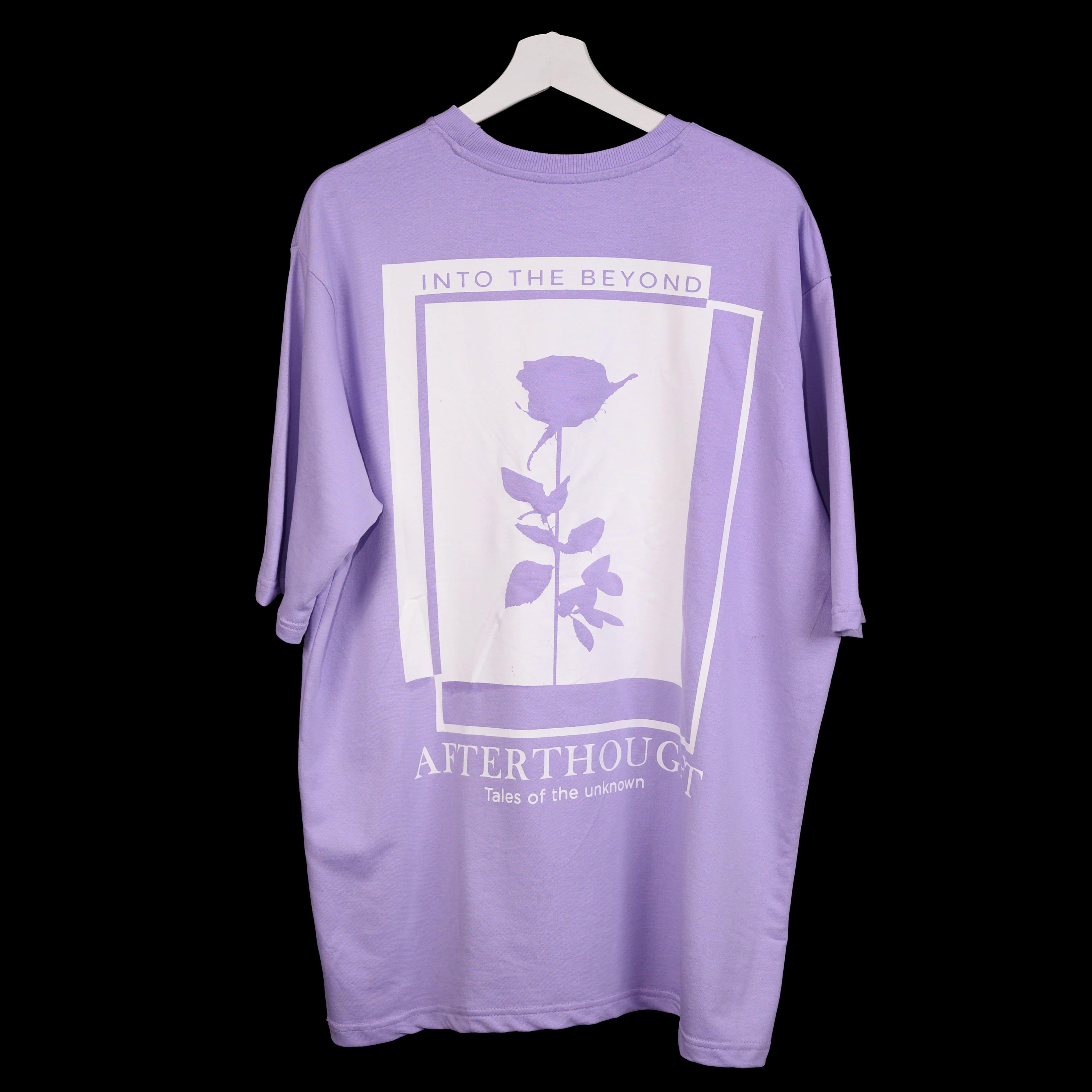 Afterthought Oversized T-Shirt: Lavender, Oversized, Back Side, Bio-Washed Cotton Printed by Techno Be With You