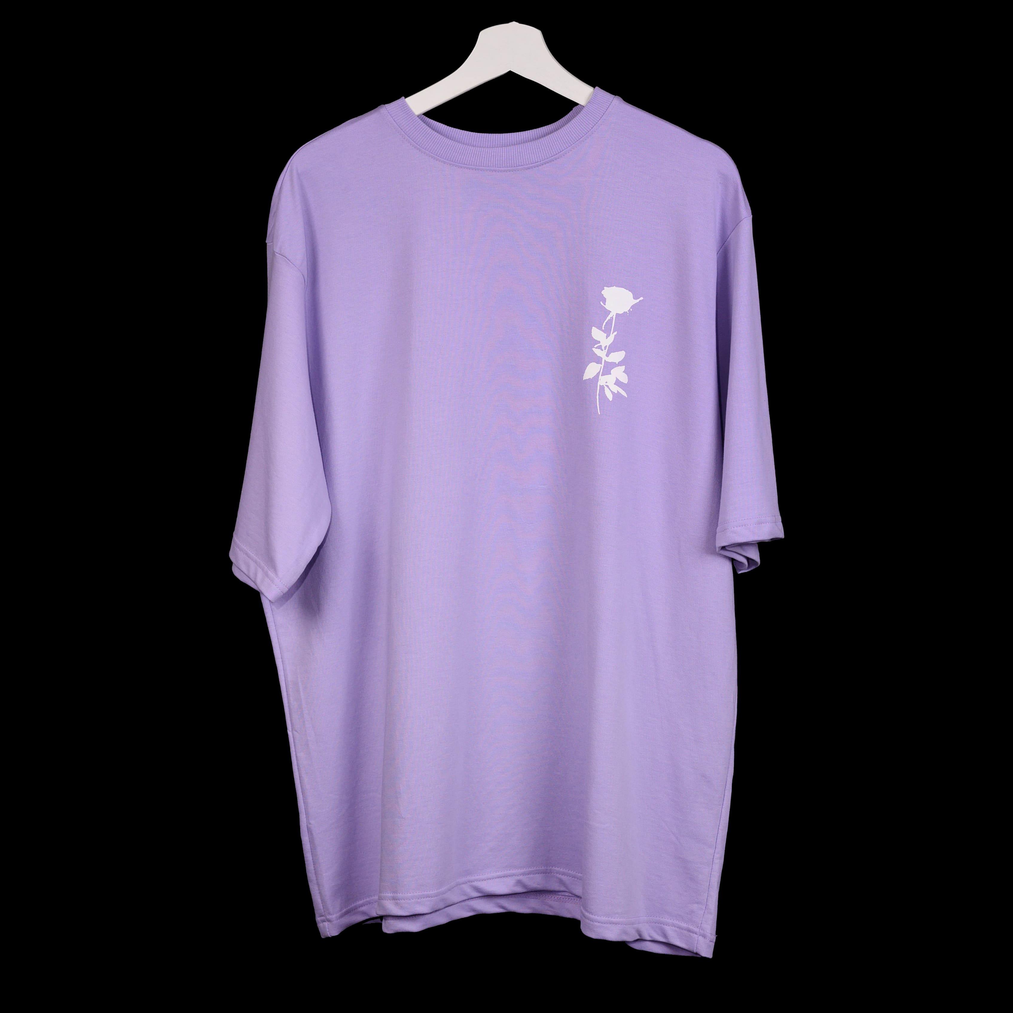 Afterthought Oversized T-Shirt: Lavender, Oversized, Front Pose, Bio-Washed Cotton Printed by Techno Be With You