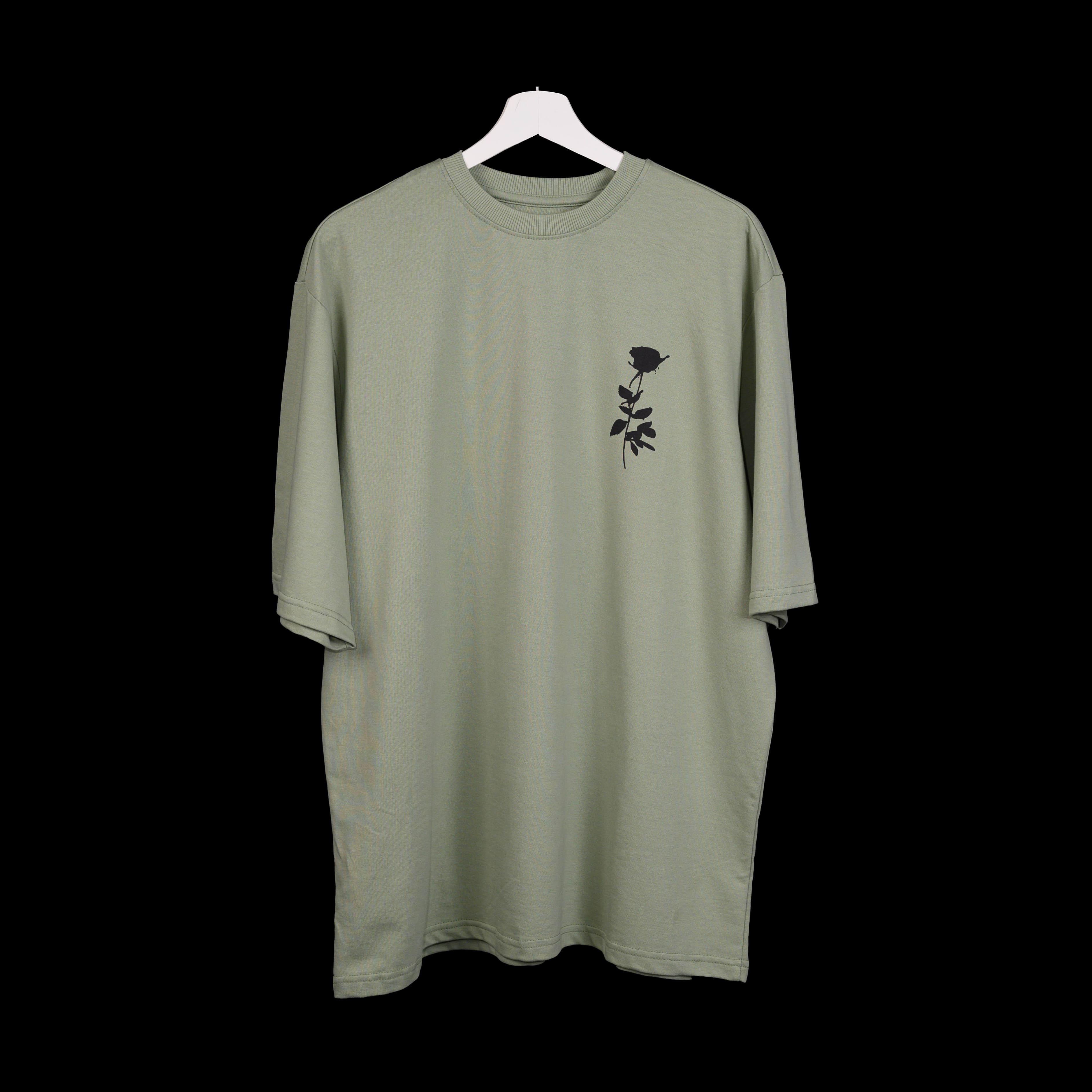 Afterthought Oversized T-Shirt: Hunter Green, Oversized, Front Pose, Bio-Washed Cotton Printed by Techno Be With You