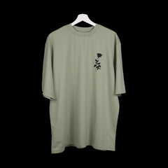 Afterthought Oversized T-Shirt: Hunter Green, Oversized, Front Pose, Bio-Washed Cotton Printed by Techno Be With You