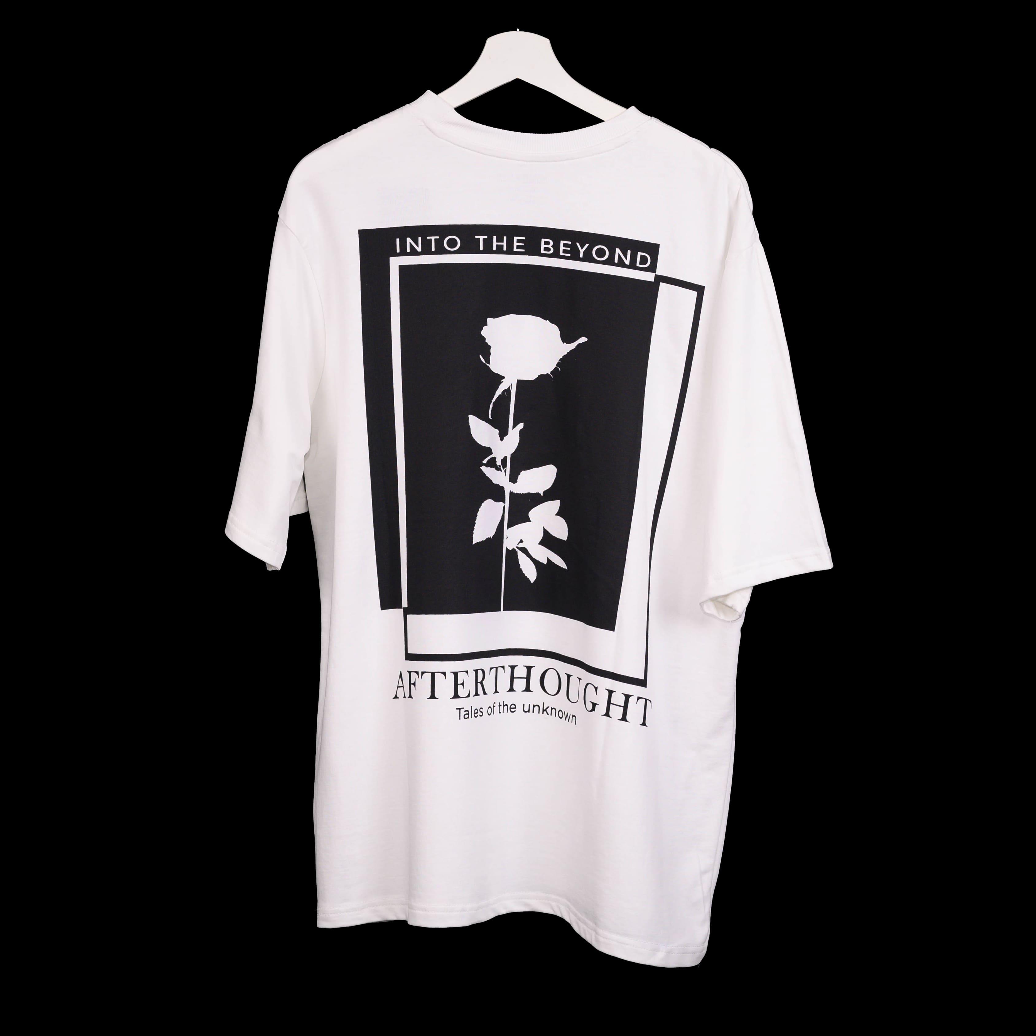 Afterthought Oversized T-Shirt: White, Oversized, Back Side, Bio-Washed Cotton Printed by Techno Be With You