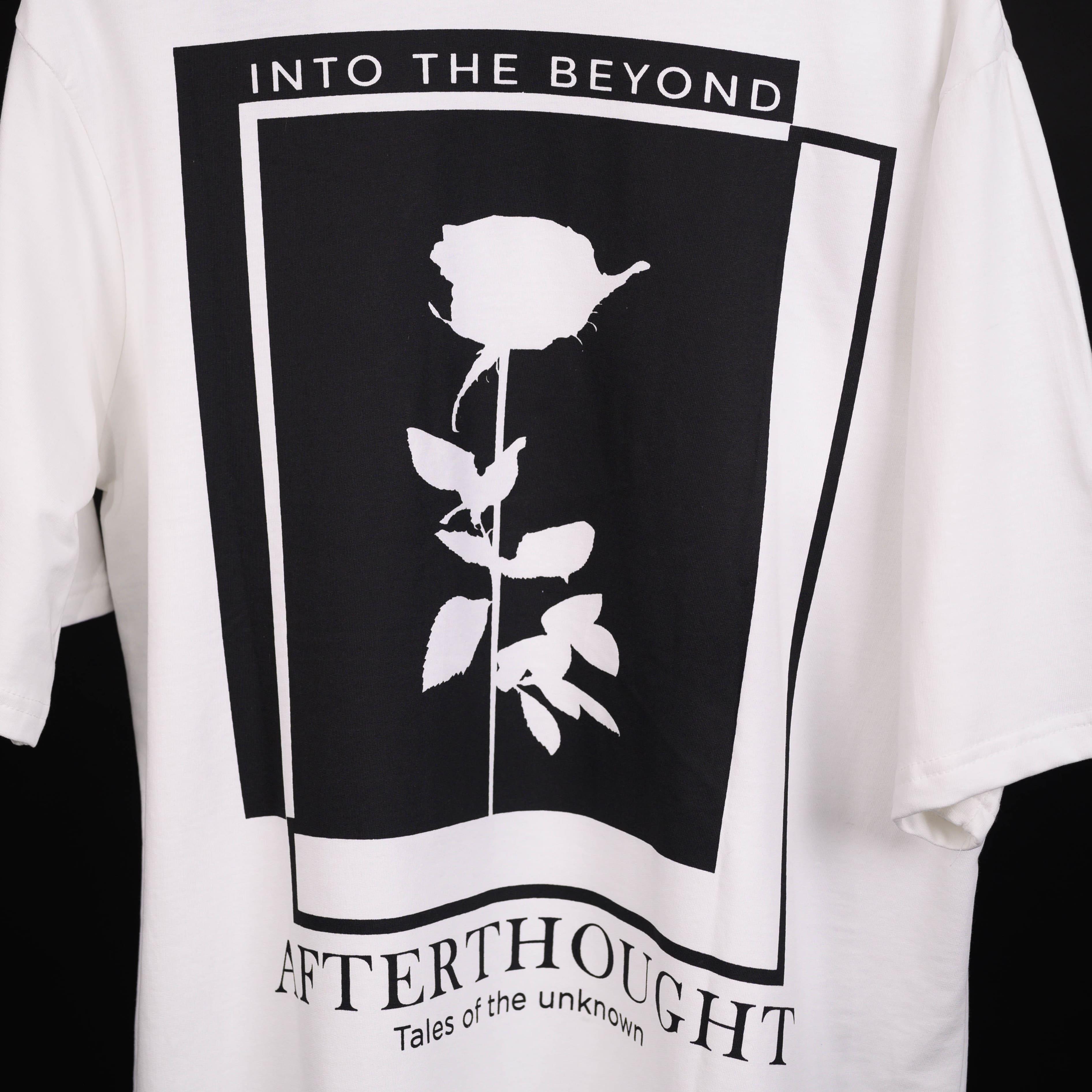 Afterthought Oversized T-Shirt: White, Oversized, Close Back Side, Bio-Washed Cotton Printed by Techno Be With You