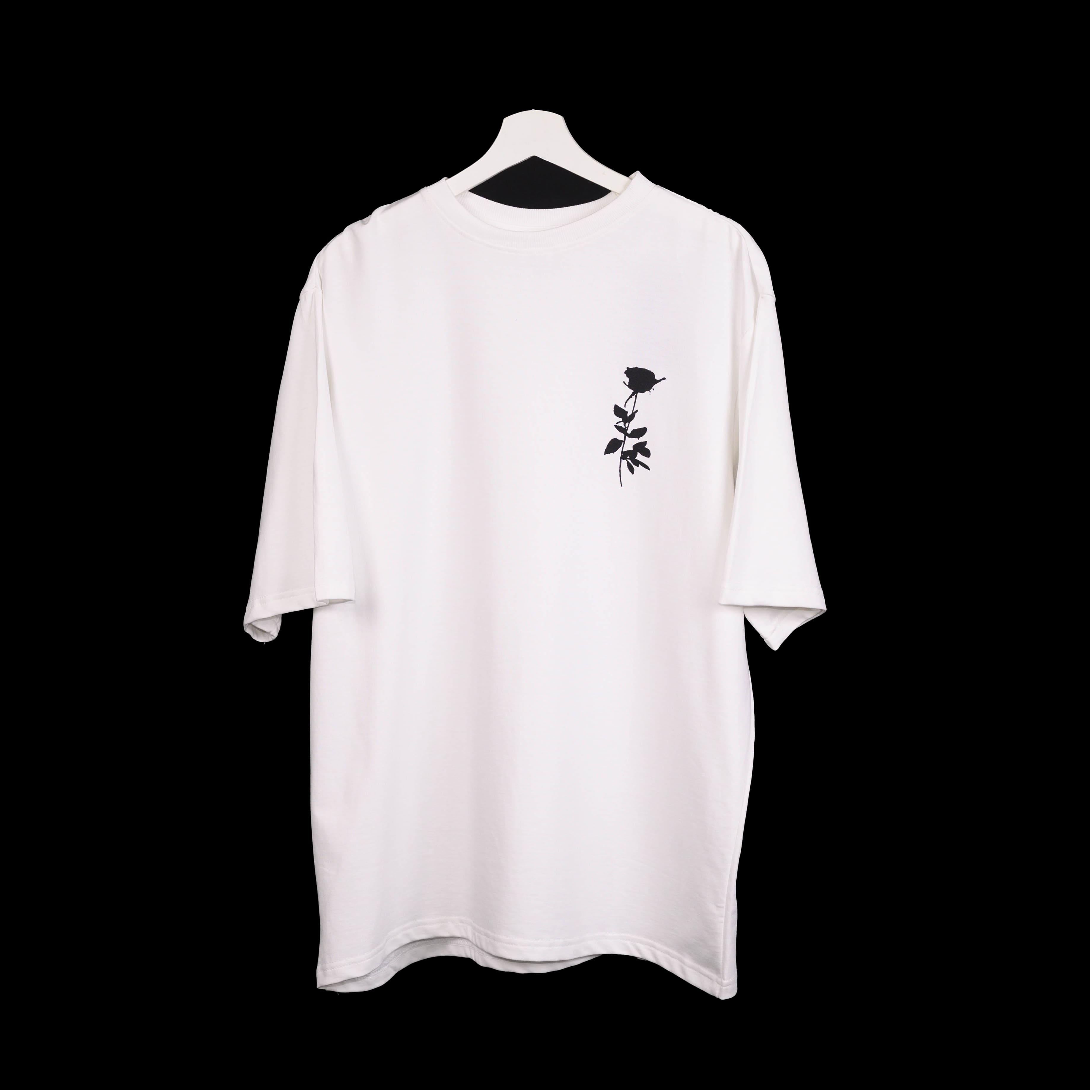 Afterthought Oversized T-Shirt: White, Oversized, Front Pose, Bio-Washed Cotton Printed by Techno Be With You