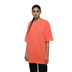 Wild Free T-Shirt: Lilac, Oversized, Front Model Pose, Bio-Washed Cotton Printed by Techno Be With You