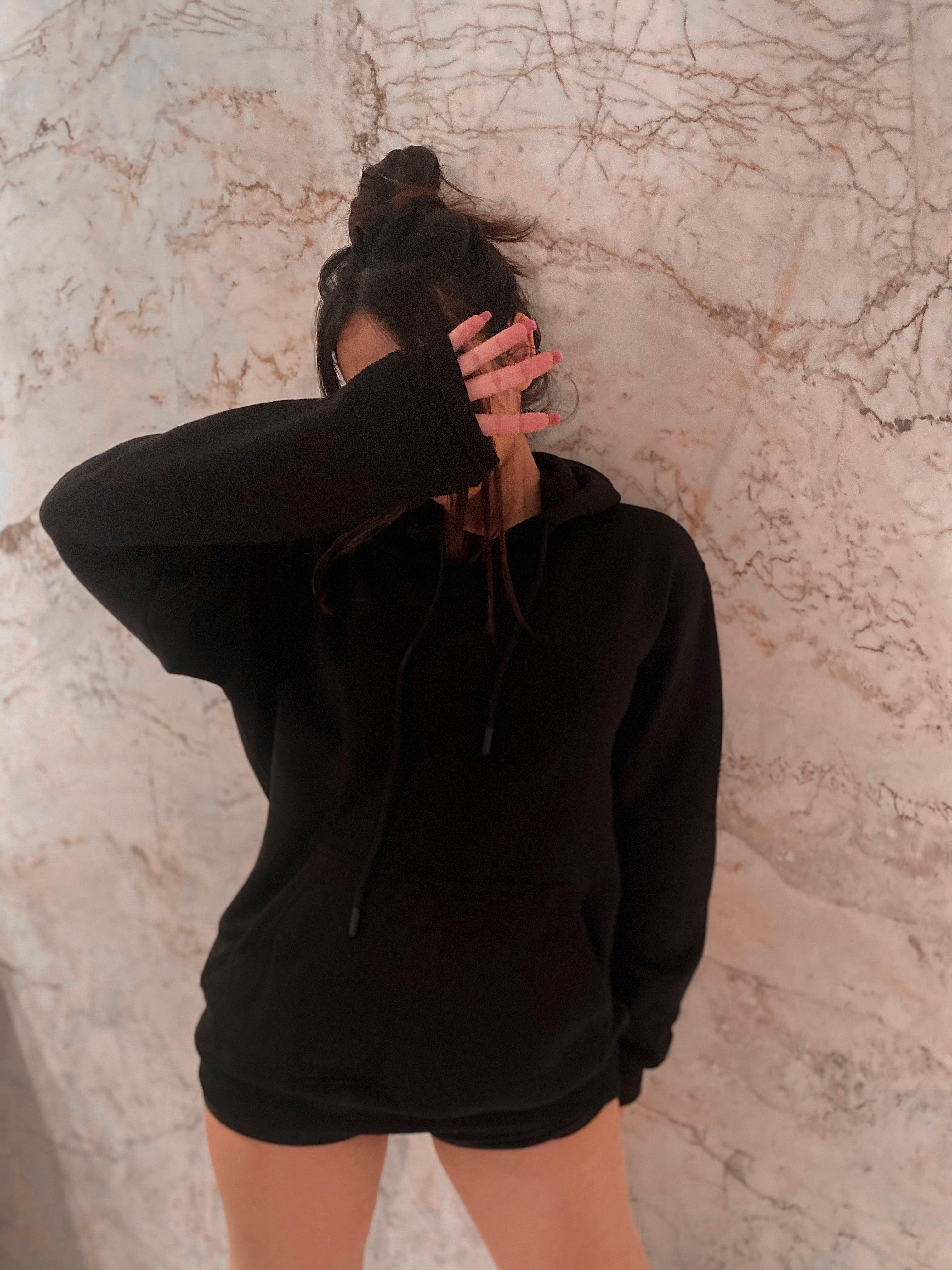 Techno Hoodie - Black front side