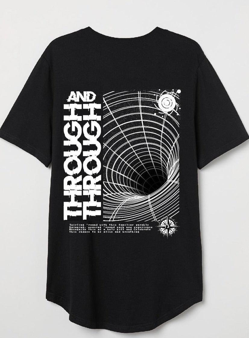 Through And Through black printed techno tshirt, Back side