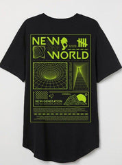 Techno - New World Printed Black Tshirt
