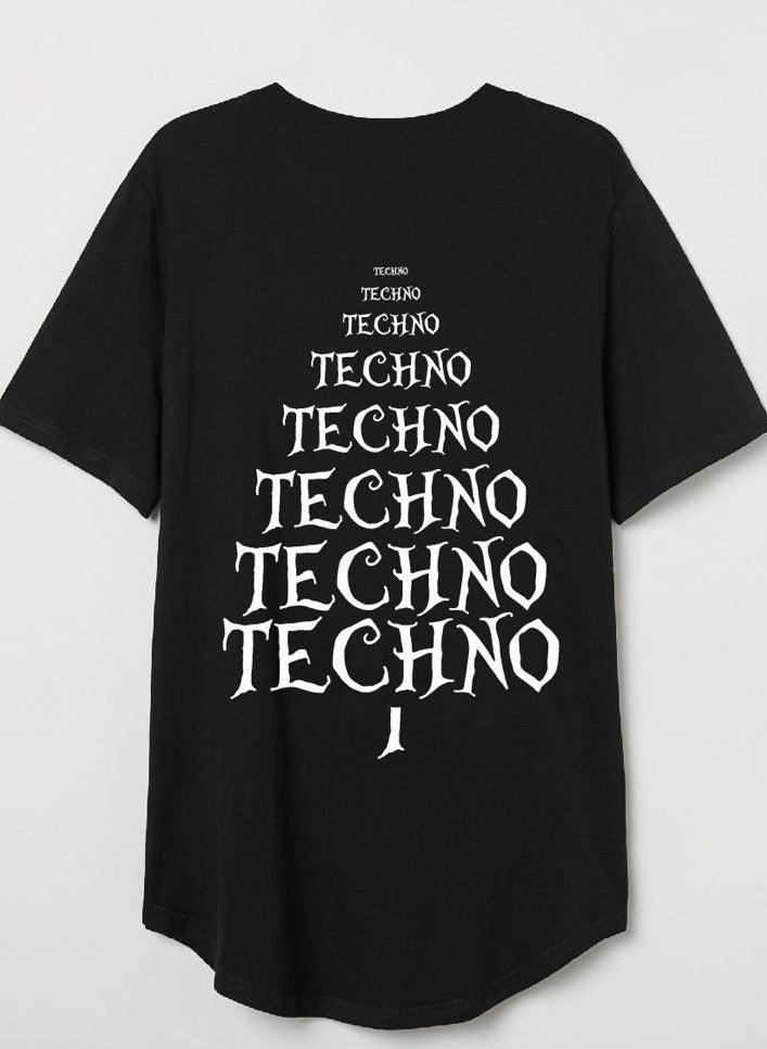 Techno Christmas Tree black printed tshirt