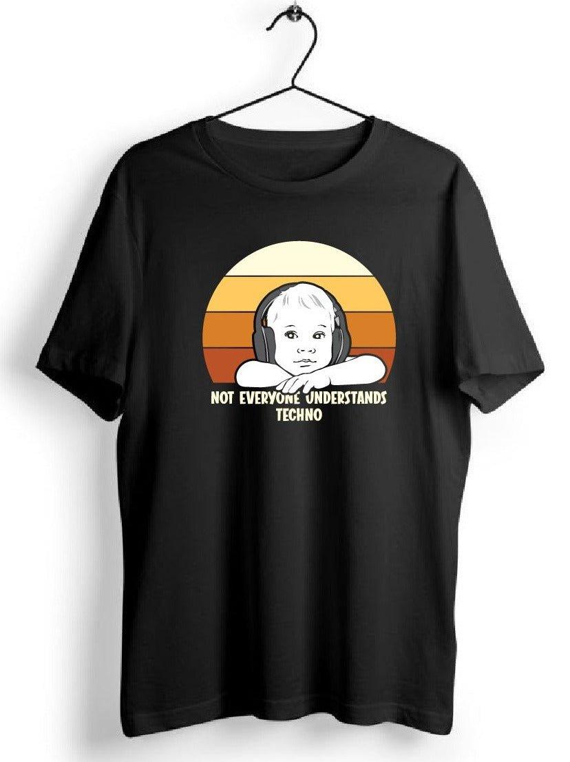 Techno Acquired Taste Black Printed Pure Cotton T-Shirt Online