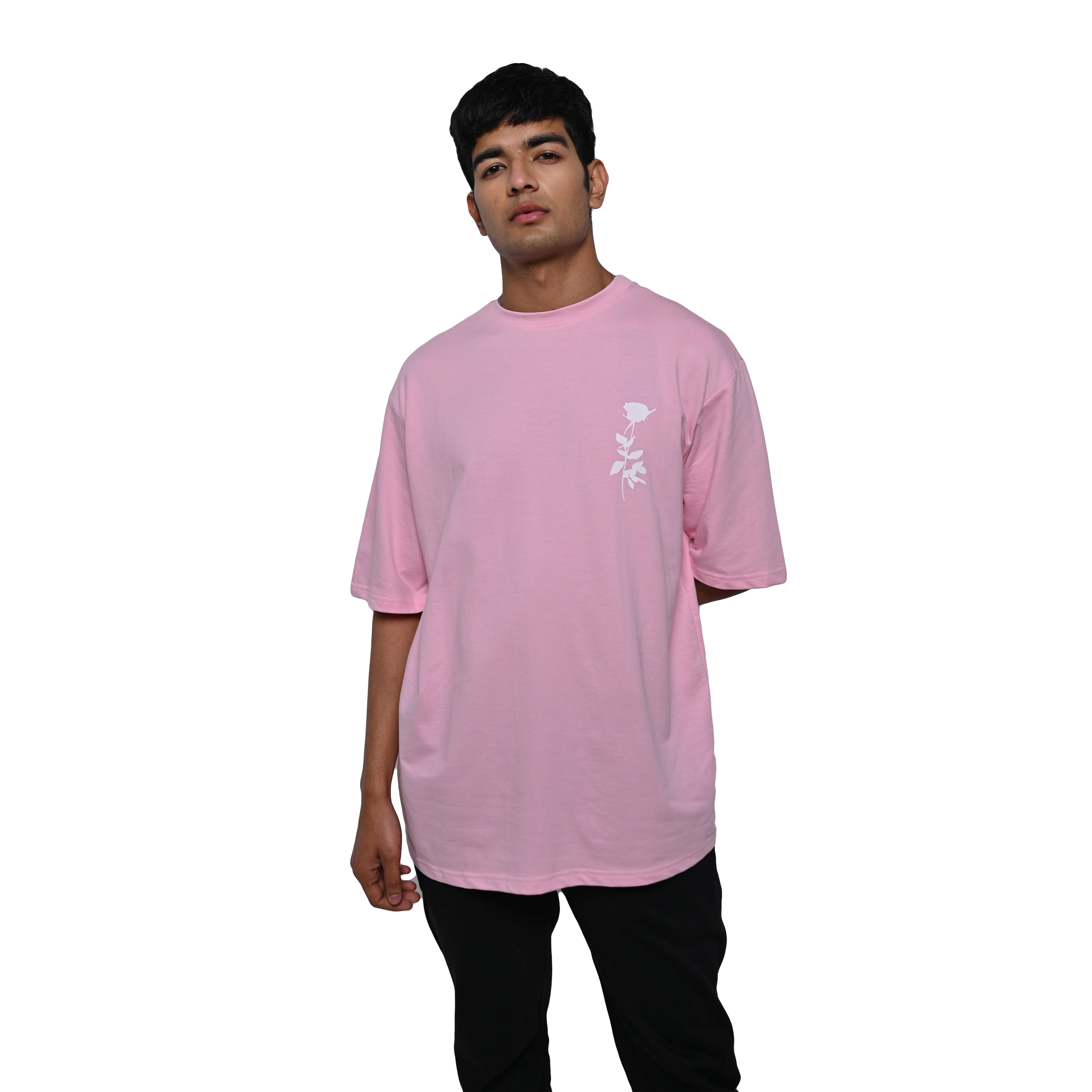 Oversized lilac t-shirt with Afterthought style print on the front side with model