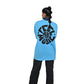 Feel the music T-Shirt: Blue, Oversized, Back Model Pose, Bio-Washed Cotton Printed by Techno Be With You