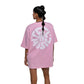 Feel the music T-Shirt: Lilac, Oversized, Back Model Pose, Bio-Washed Cotton Printed by Techno Be With You