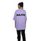 Major rager T-Shirt: Lavender, Oversized, Back Model Pose, Bio-Washed Cotton Printed by Techno Be With You